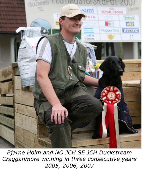 Bjarne Holm and NO JCH SE JCH Duckstream Cragganmore winning in three consecutive years 2005